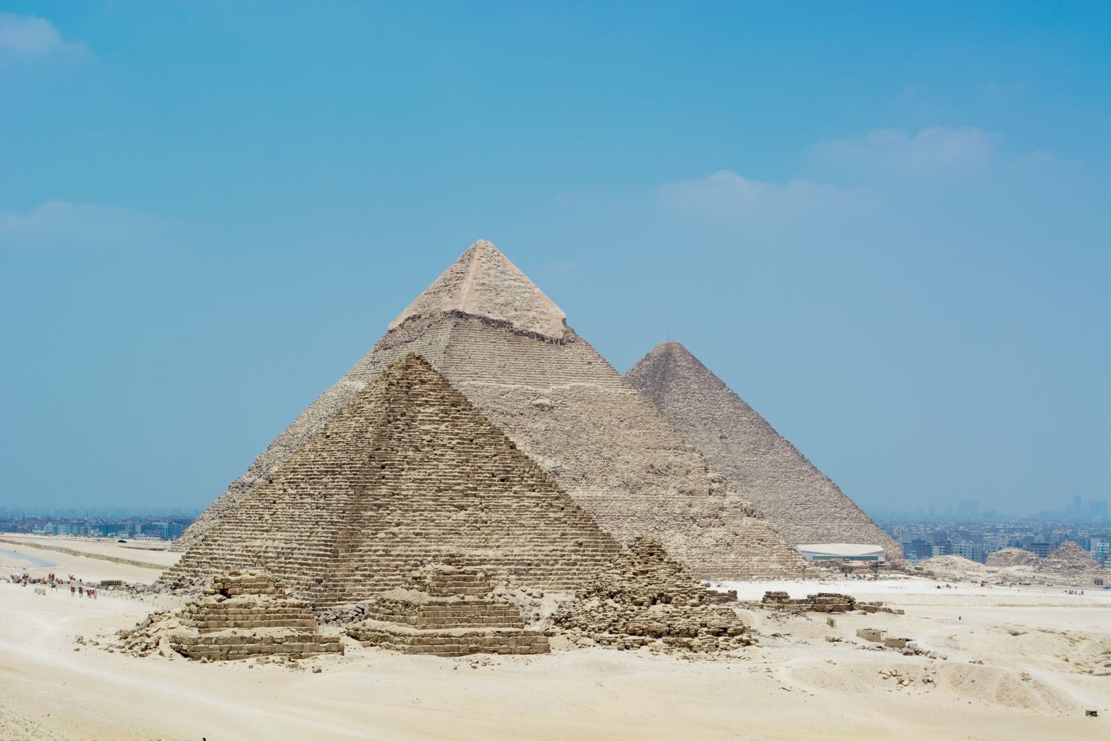 Pyramids under clear Egyptian sky